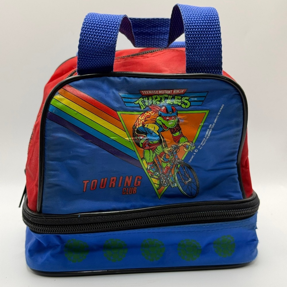 Vintage 1991 Teenage Mutant Ninja Turtles TMNT Touring Club Lunch Bag Red Blue